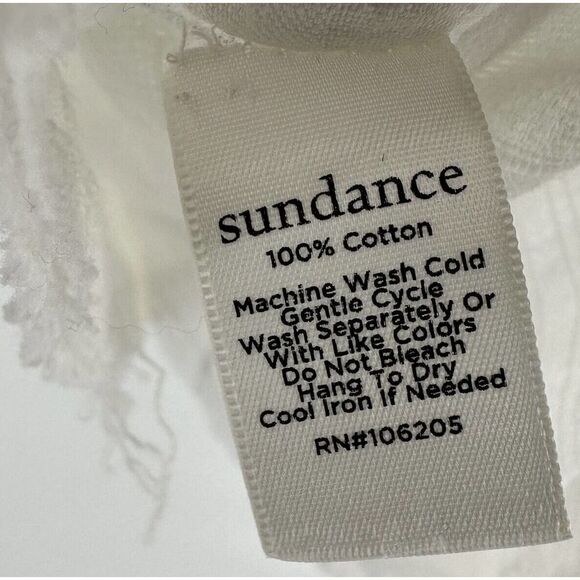Sundance Shirt White Boxy Button Up Relaxed Size M Boho Raw Hem Beach Cotton Top - Picture 7 of 7